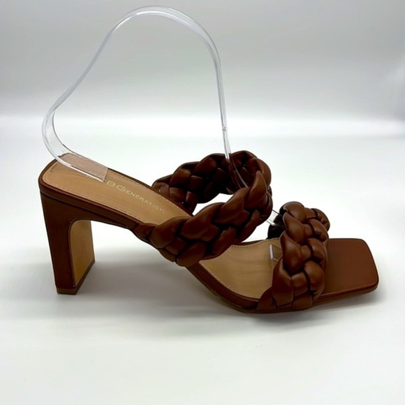 BCBGENERATION- Brown Braided Sounder Square Slip On Open Toe Sandals Size 8.5 - Picture 4 of 14